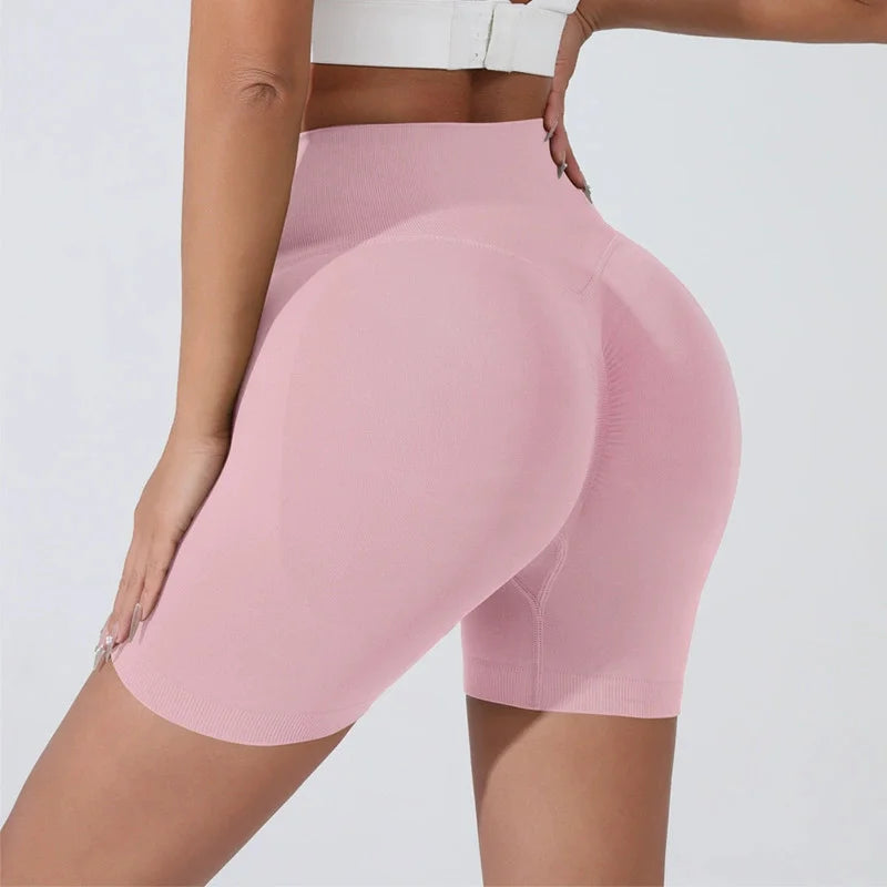 Peach Hip Lifting Sports Shorts Women High Waist Belly Slimming Runner.