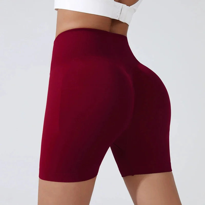 Peach Hip Lifting Sports Shorts Women High Waist Belly Slimming Runner.